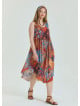 Boat Neck Loose Cut Orange Plus Size Dress 4668